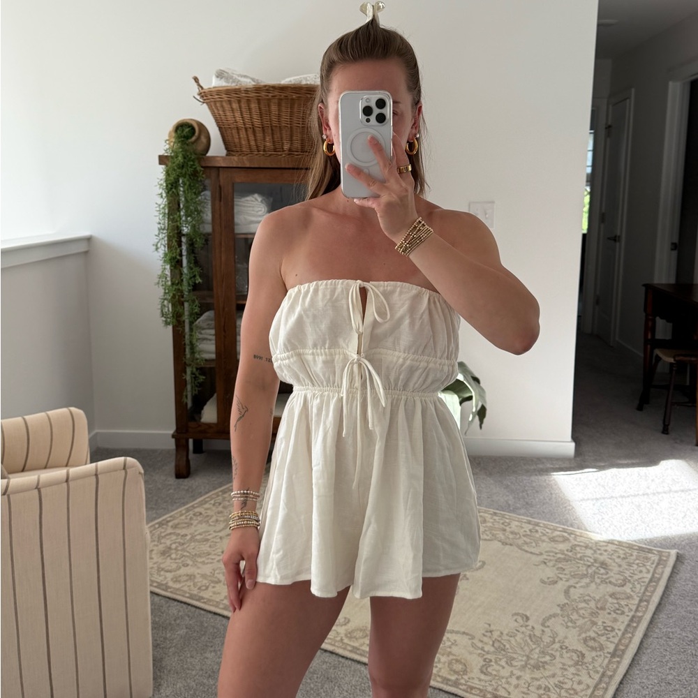 Princess Polly White Strapless Romper
